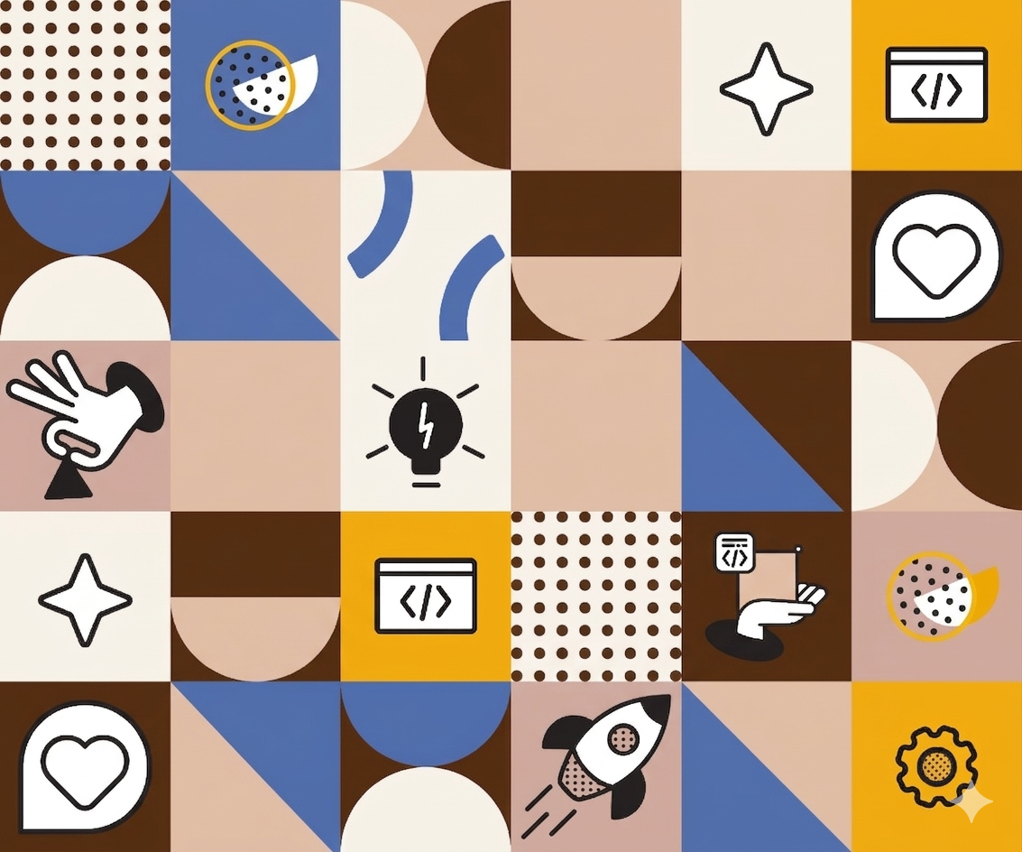 Grid-style illustration representing product management, ecommerce, retail, and digital delivery.